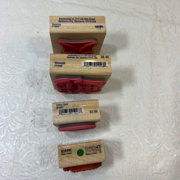 Chinese Symbols Rubber Stamp Lot: Destiny*Strength*China Seal*Chinese Dragon NEW - Picture 2 of 12